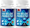 Probiotiques pour les hommes, 500 milliards CFU et 12 hommes Probiotique pour la santé digestive + 4 fibres prébiotiques organiques, pour la santé digestive, Gut, Immune, Bloating, Gaz, Soutien énergétique, Étagère stable - 120 capsules