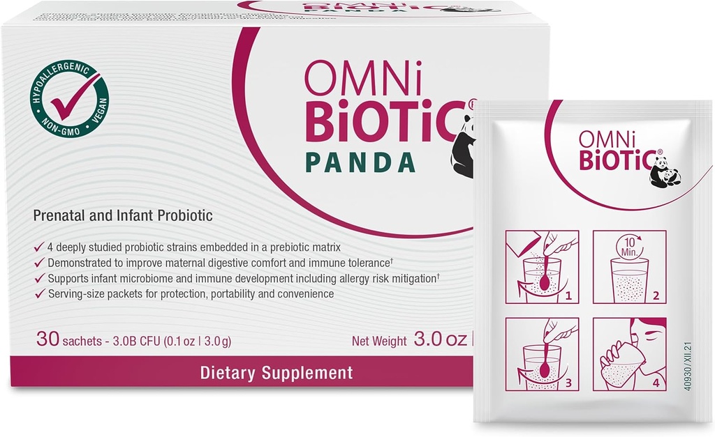 OMNi BiotiC Panda - Probiotique pour maman et bébé - Probiotique prénatal et infantile – Gut Health & Immune System Support – Vegan et hypoallergénique - Non-OGM (1 Pack)