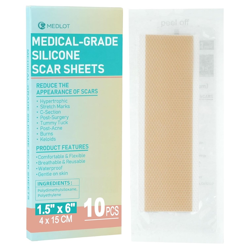 Feuilles de cicatrices en silicone, 10pcs, ruban en silicone pour le traitement des cicatrices, bandes de cicatrices réutilisables pour chirurgie, section C, bouffée de kéloïde, marques stretch, brûlure, élimination de la cicatrice d'acné, chaque 1,5-