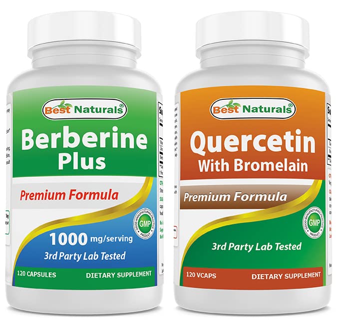 Best Naturals Berberine Plus 1000mg & Quercetin avec Bromelain