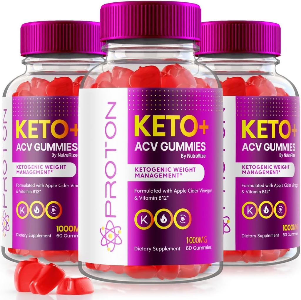 NutraRize (Pack of 3 Proton Keto ACV Gummies Advanced Weight Loss 1000 MG, Supplément de force maximale, Gomitas Reviews (180 Gummies)