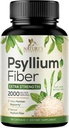 Psyllium Husk Poudre Capsules 2000mg, Natural Daily Soluble & Insoluble Fibre Pills, Psyllium Husk Fibre Supplément Soutient Digestion Colon Santé et régularité, Supplément à base de plantes - 180 Capsules