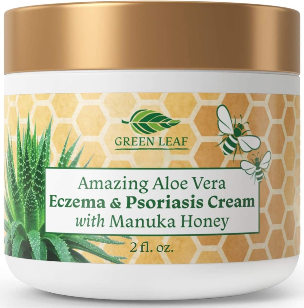 Manuka Honey Eczema Crème Soin hydratant Lotion pour le soulagement du psoriasis - Onguent à peau sèche et démangeaison - Hydratant apaisant pour bébé, enfants, adultes - Crème corporelle et visage haute résistance 2oz