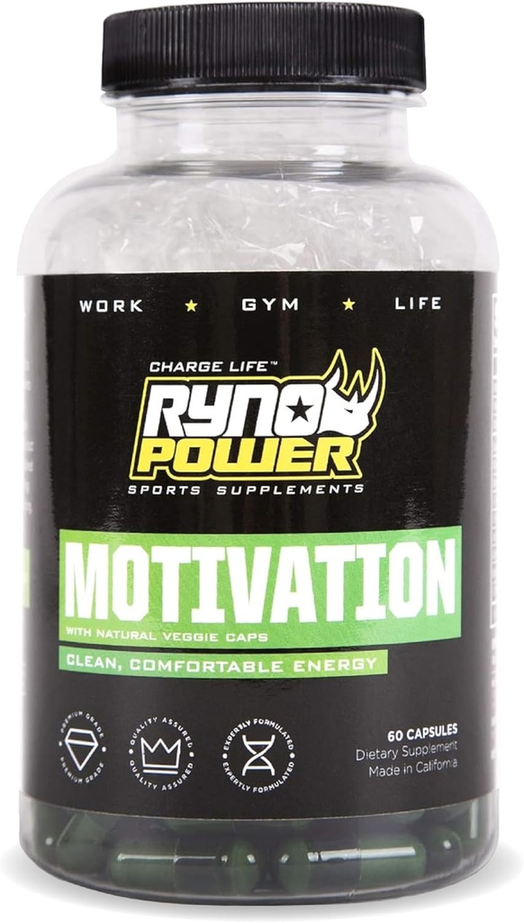 Ryno Power Motivation Pre-Workout Focus Energy Supplément Capsules (30 portions)
