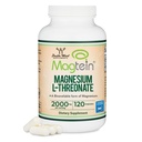 Thréonate de magnésium L, Magtéine - Certifié NSF - Sleep and Cognitive Support – Haute Absorption – Forme la plus biodisponible de magnésium – 2000 mg – 120 Capsules