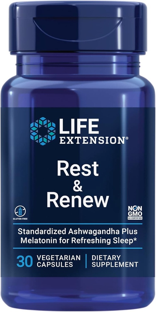 Life Extension Repos & Renew, pour une nuit rafraîchissante et restauratrice, sommeil sans gluten, sans OGM, végétarien, 30 capsules