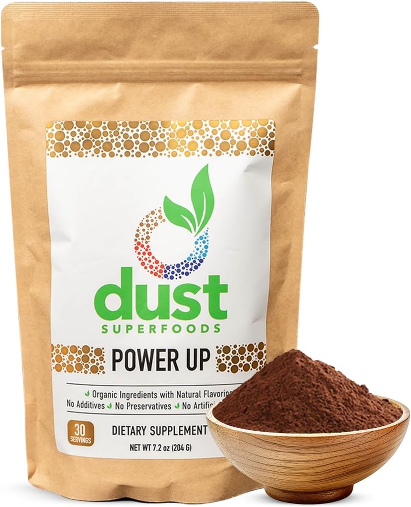 Power UP Energizing Superfood Powder with B Vitamins, Organic Beetroot, Cacao, Acai, Matcha, Maca Root, and Guarana