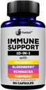 Supplément pour booster de soutien immunitaire avec Elderberry, Vitamine C, Echinacea, Curcuminoides Turmériques, Vitamine E, Vitamine B6, Zinc, L-Glutamine HCL, Ail, Lactobacillus Acidophilus :: 60 Compte, 1 Pack