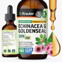 BIO KRAUTER Echinacea et extrait liquide de racine de seau d'or - Soutien naturel immunitaire - Echinacea gouttes avec seau d'or - végétalien, alcool et sans sucre Teinture - 2 Fl.Oz.