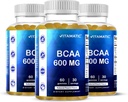 Gummées Vitamatic BCAA - Suppléments acides aminos à chaîne de branches - Saveur de pêche - 600mg par portion - 60 Gummées à base de pectine végane (3 bouteilles)