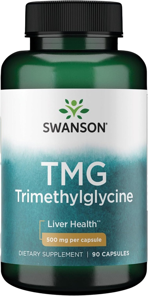 Swanson TMG Triméthylglycine - Supplément à l'acide amino Promouvoir une fonction hépatique saine et le soutien de la santé cardiaque - (90 capsules, 500mg chacune)