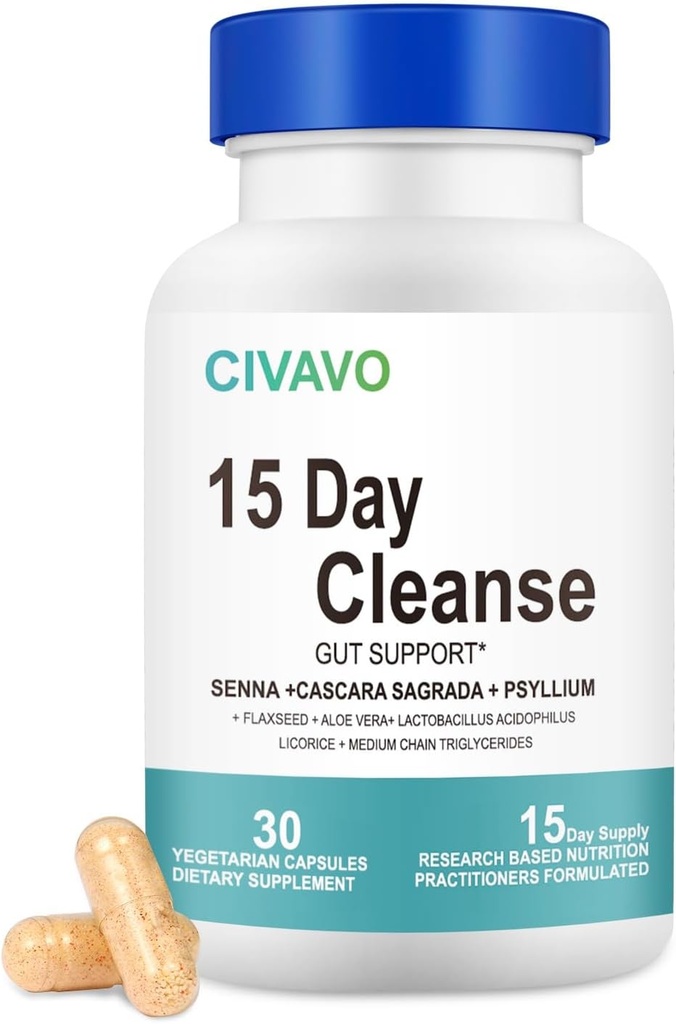 15 jours de nettoyage de Gut pour les femmes et les hommes- Support de Gut et Colon- Probiotiques et Psyllium Husk Cleanse Bowel Dissolution Capsules, complément alimentaire (30 capsules)