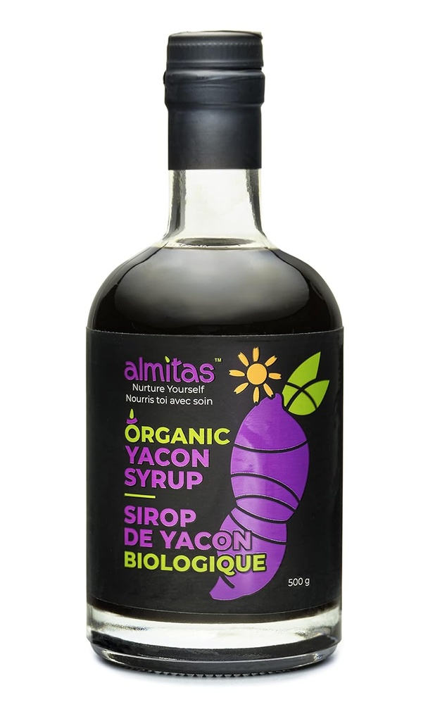 Sirop de Yacon biologique - Keto, végétalien, sans gluten, aliments crus. Non-OGM. Adoucissant naturel. Prébiotique bénéfique. Excellente source de fibres (fibre). Teneur maximale en fructooligosaccharide/FOS.