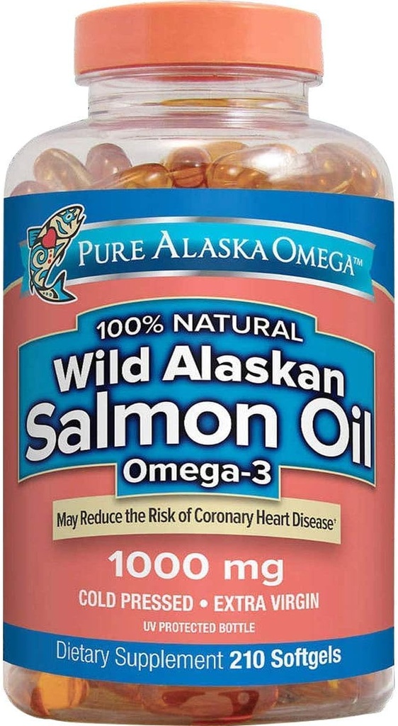 Pure Alaska Omega-3 Huile de saumon sauvage d'Alaska 1000mg 210 ct