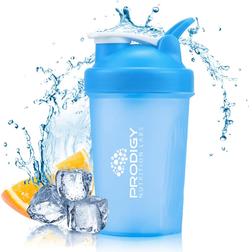Prodigy Nutrition Labs Bouteille de Shaker Premium Parfaite pour les shakes protéiques et préentraînement -14 Ounce (Blue)