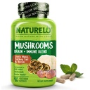 NATURELO Supplément de Champignons Cerveau et Immuni Santé Blend avec Lion s Mane, Reishi, Turquie Tail 90 Capsules Vegan Friendly