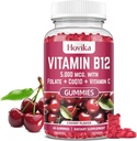 Vitamine B12 Complexe 5000 mcg Méthyl B12, Adénosyl B12 et Hydroxy B12, avec Coenzyme Q10, Folate, Vitamine C, Chewable B 12 pour le soutien énergétique, le métabolisme, la santé des os - Saveur de cerise