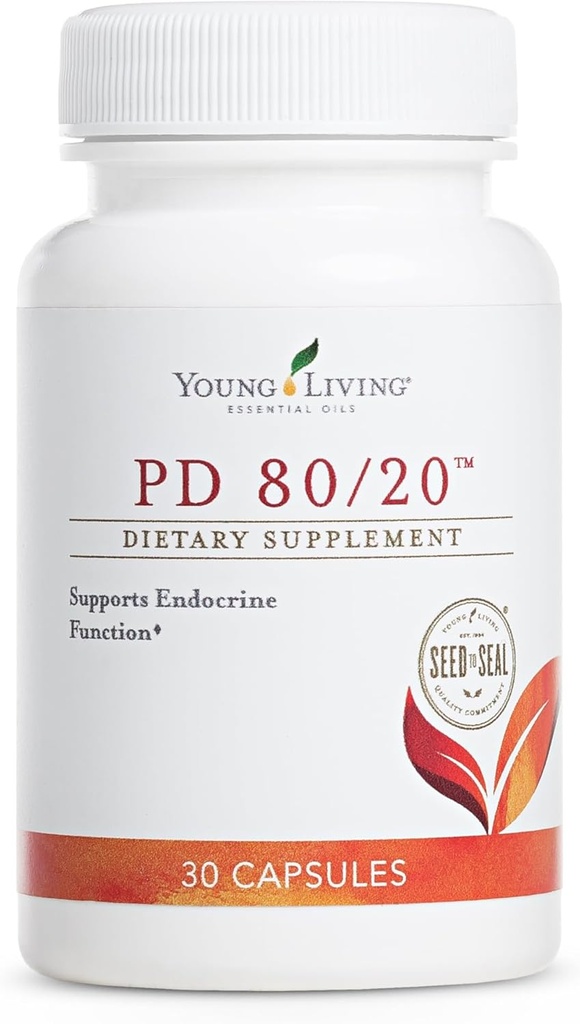 Young Living - PD 80/20 Dietary Supplement 30 capsules de soutien quotidien de la fonction endocrine avec Pregnenolone et DHEA