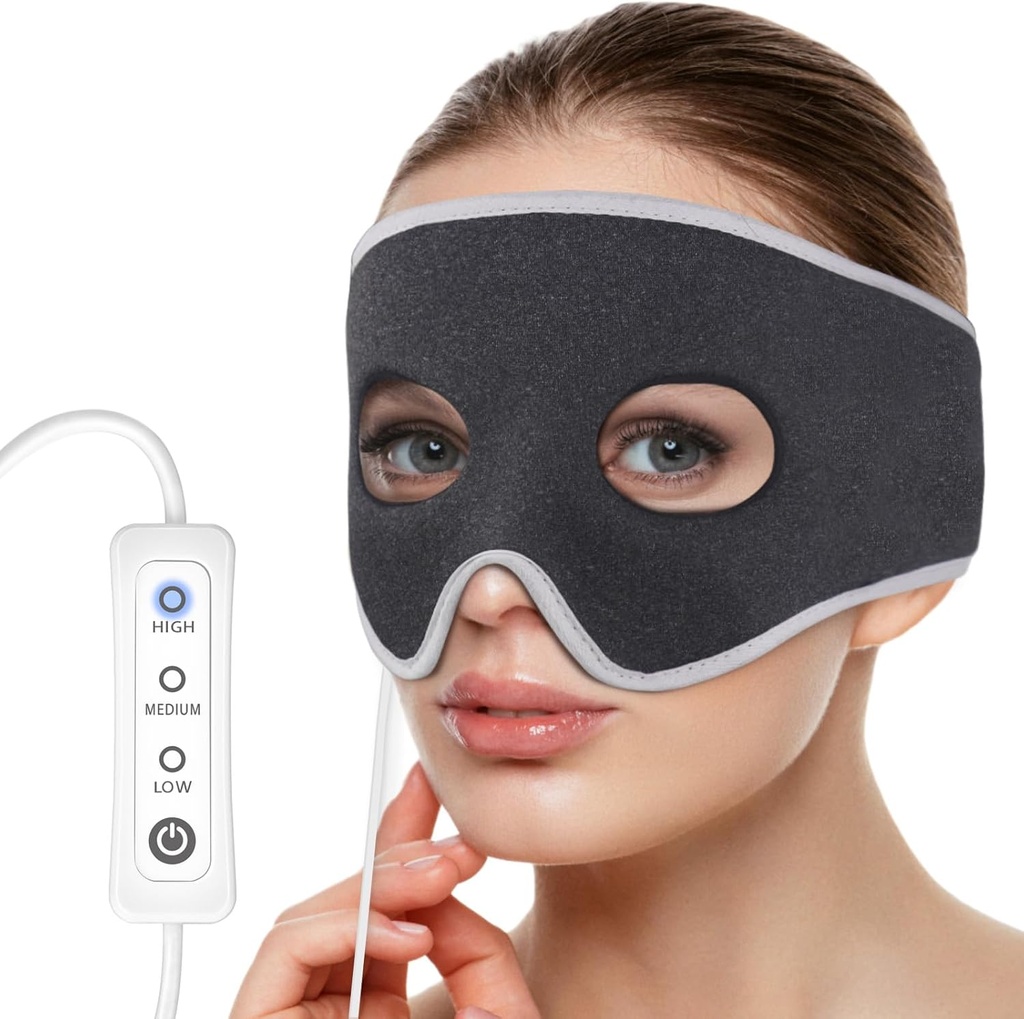 Masque chauffant de décompression de sinus Résoudre la douleur au sinus, traitement de la sinusite, maux de tête, congestion nasale, 3 réglages thermiques, thermothérapie, lavable (non rechargeable)