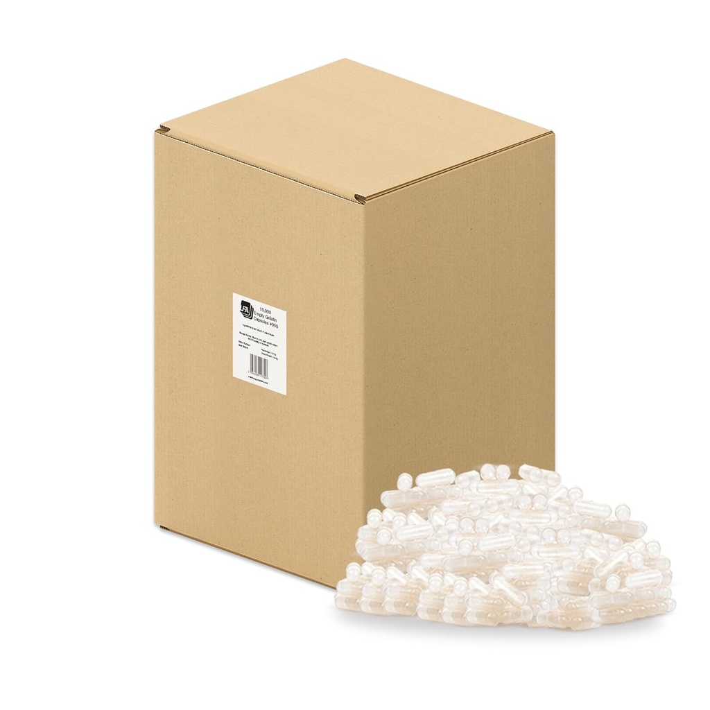 Taille 000 Capsules vides - 10000 Compte Capsules de gélatine en vrac Vide - 000 Capsules de remplissage jumelées - Capsules de pilules Vide pour la machine de remplissage de capsules - Capsules de gel de boeuf halal certifiées