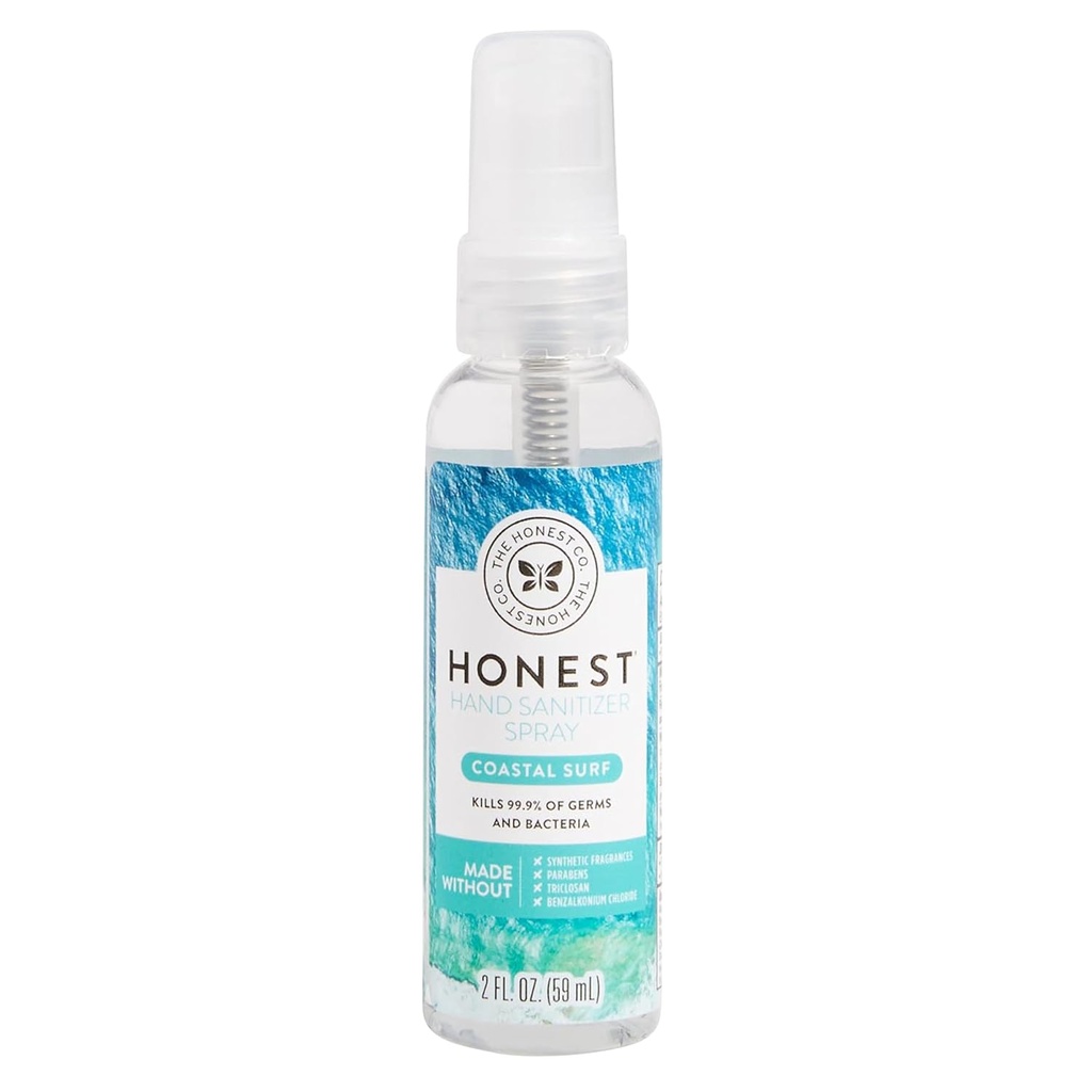 L'Honest Company à base végétale vaporisateur d'assainissement des mains tue 99,9 % de Germs hypoallergénique séchage rapide et hydratant Surf côtier 2 fl oz