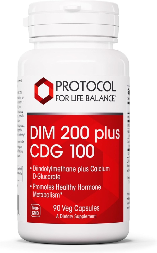 PROTOCOLE POUR LA BALANCE DE VIE DIM 200 Plus CDG - 200mg - Supplément Calcium et DIM - pour nettoyer le métabolisme de la détox et de l'hormone - Glucarate de calcium D - Non-OGM et Kosher - 90 capsules vég.