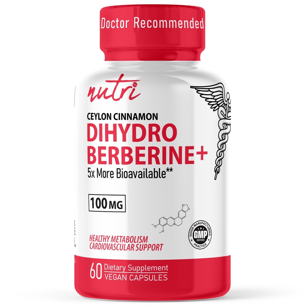 Nature's Fusions Dihydroberberine Supplément 100mg 60 Capsules - avec Ceylan Cannamon - 5X plus efficace que la Berbère régulière HCL