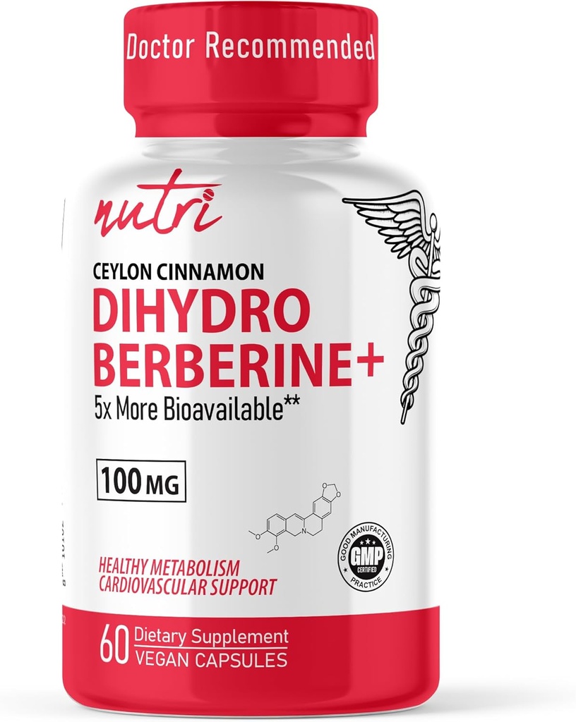 Nature's Fusions Dihydroberberine Supplement 100mg 60 Capsules - with Ceylon Cinnamon - 5X More Effective Than Regular Berberine HCL