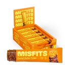 Misfits Barres de protéines végétaliennes, beurre d'arachide Fudge - Récipient mis à jour à base de plantes, faible teneur en sucre et en glucides, haute teneur en fibres