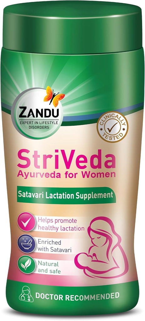 Zandu Striveda Shatavari Supplément d'allaitement en poudre, bébé pour augmenter l'approvisionnement en lait maternel, 210 G, médecin recommandé, naturel et sûr