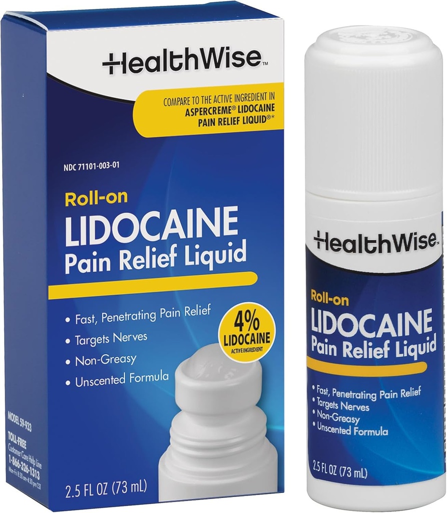 HealthWise 4% Lidocaïne Roll-On (en anglais seulement) Strength (en anglais seulement) Relief de la douleur Liquid (en anglais seulement) 2,5 oz 73 mL