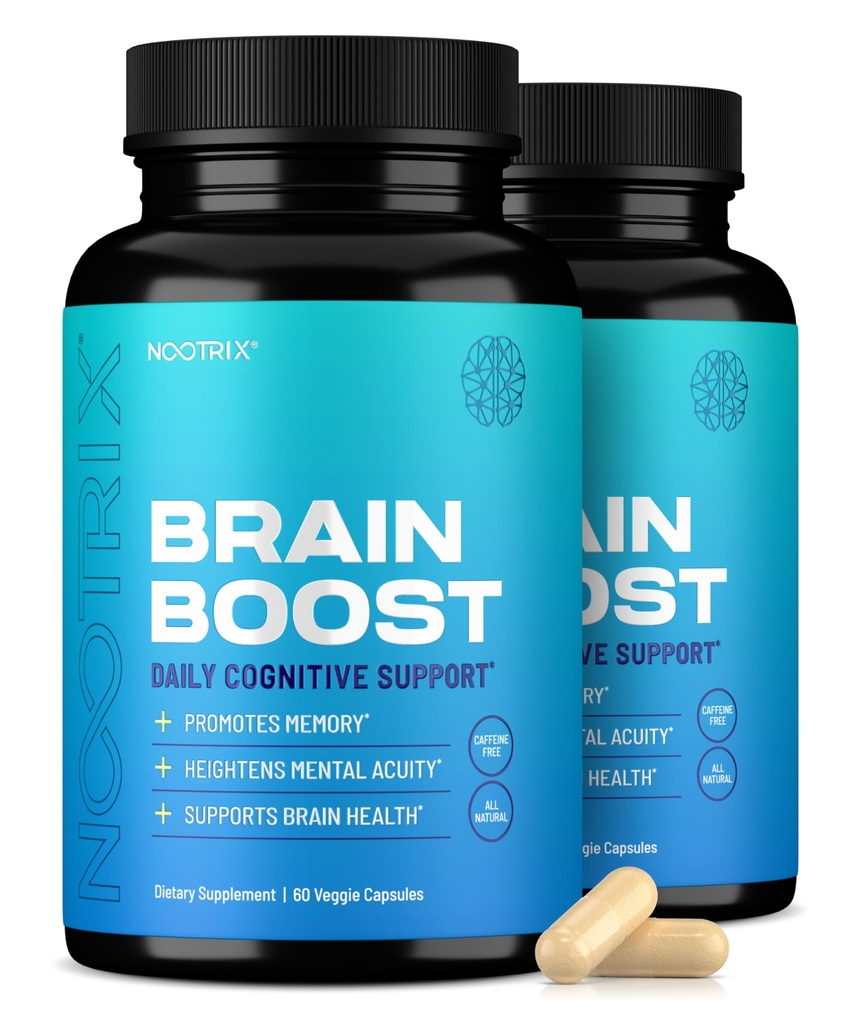 Nootrix Brain Boost Nootropic Supplement soutient la mémoire, la concentration mentale, la santé cognitive et l'énergie.