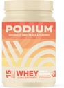 Podium Nutrition Poudre de protéines de lactosérum, Crème glacée de vanille, 22g de protéines par portion avec enzymes digestives, Isolation et concentré de protéines de lactosérum, sans gluten, faible teneur en glucides, faible teneur en sucre et sans soja, 15 portions