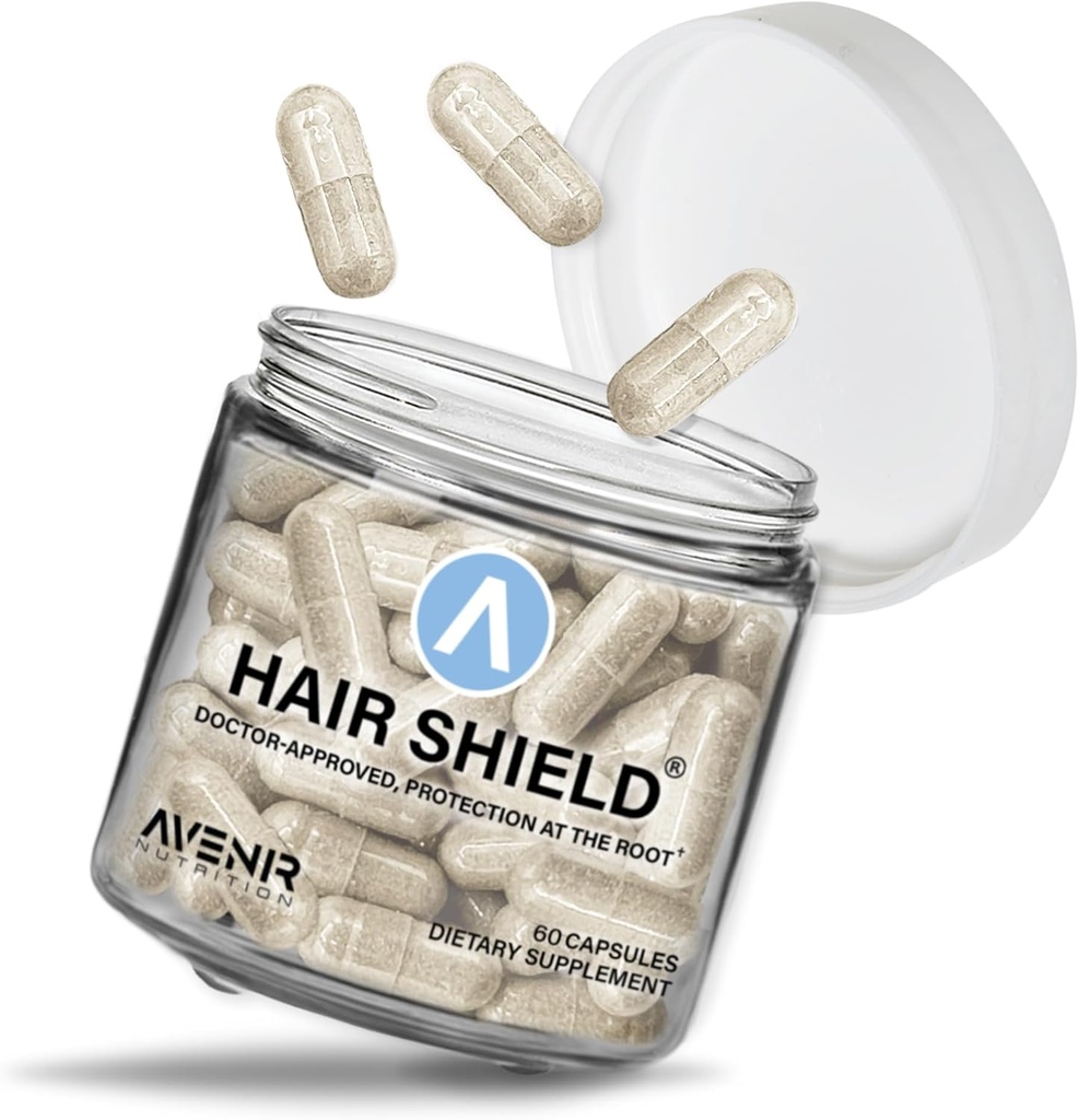 Bouclier des cheveux : Peau et ongles Vitamines pour la croissance des cheveux et les ongles plus forts, Vitamines Biotine avec Calcium et Zinc pour les femmes et les hommes, 60 Capsules