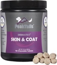 Kala Health PeakTails Skin & Coat Support pour chiens – 90 comprimés à croquer avec MSM, huile de poisson, Omega-3 et Omega-6 – Supporte une peau saine, un manteau brillant