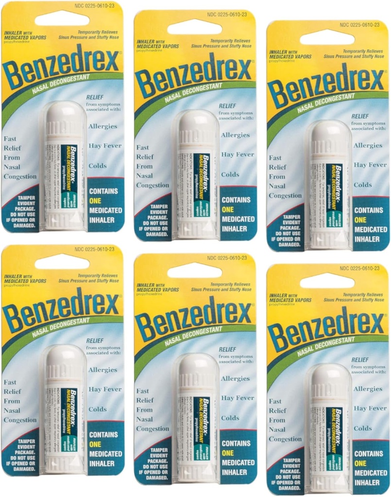 Benzedrex Inhalateur Propylhexadrine Nasal Dongestant - 1 Compte (paquet de 6)