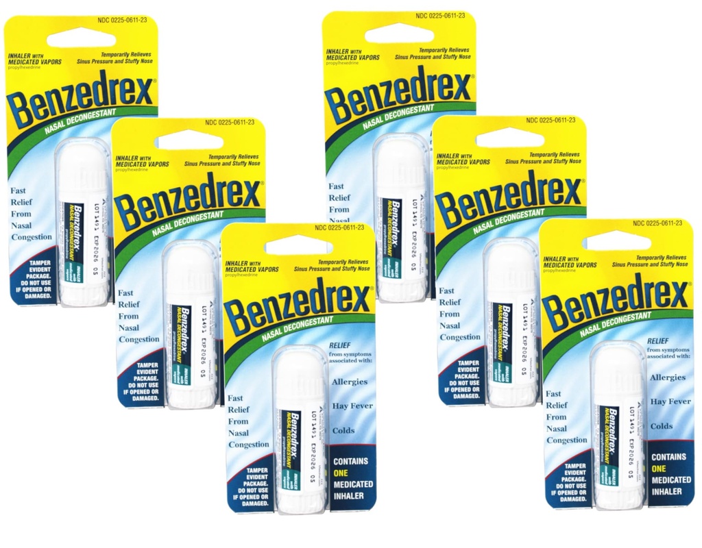 Benzedrex Inhalateur Propylhexadrine Nasal Dongestant - 1 Compte (paquet de 6)
