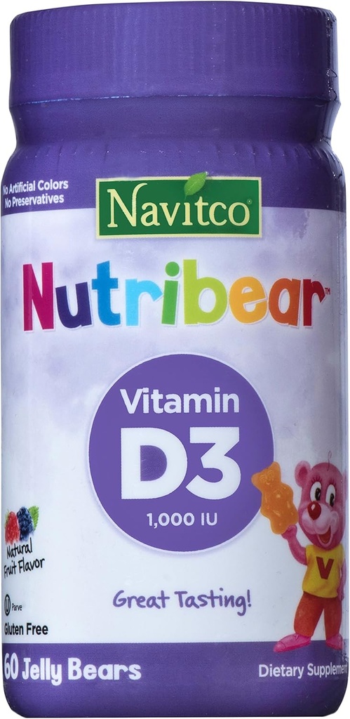 "NutriBear" Vitamine D3 1000 UI Grande dégustation, 60 Jelly Bears