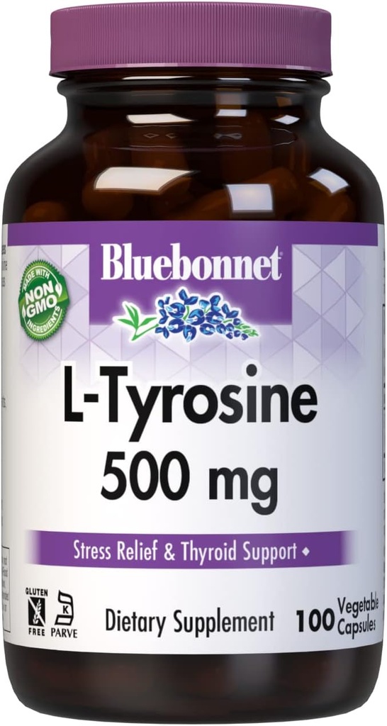 Bluebonnet Ltyrosine 500 Mg Vitamin Capsules, 100 Count