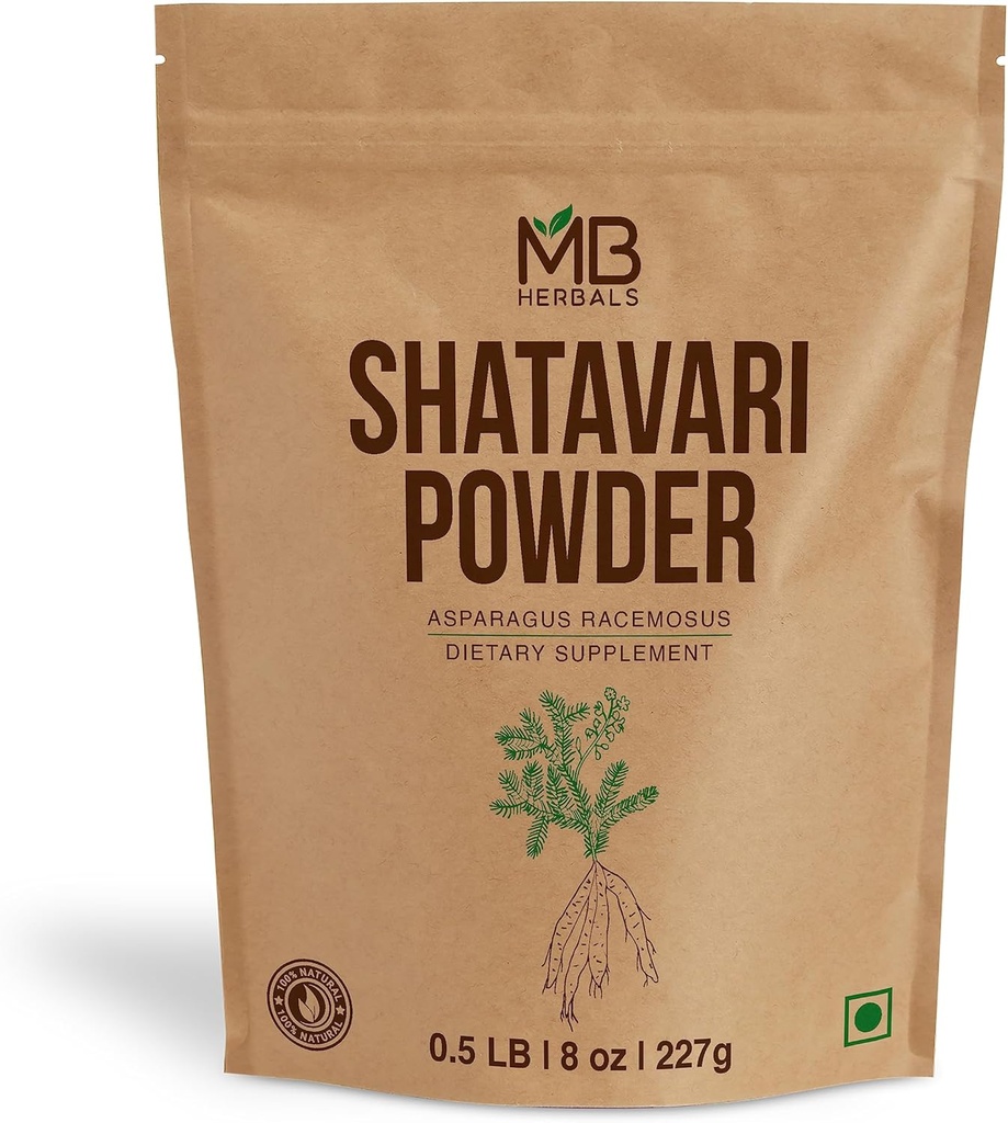 MB Herbals Pure Shatavari Powder 227 Grams 8 oz.100% Pure Asperges racemosus