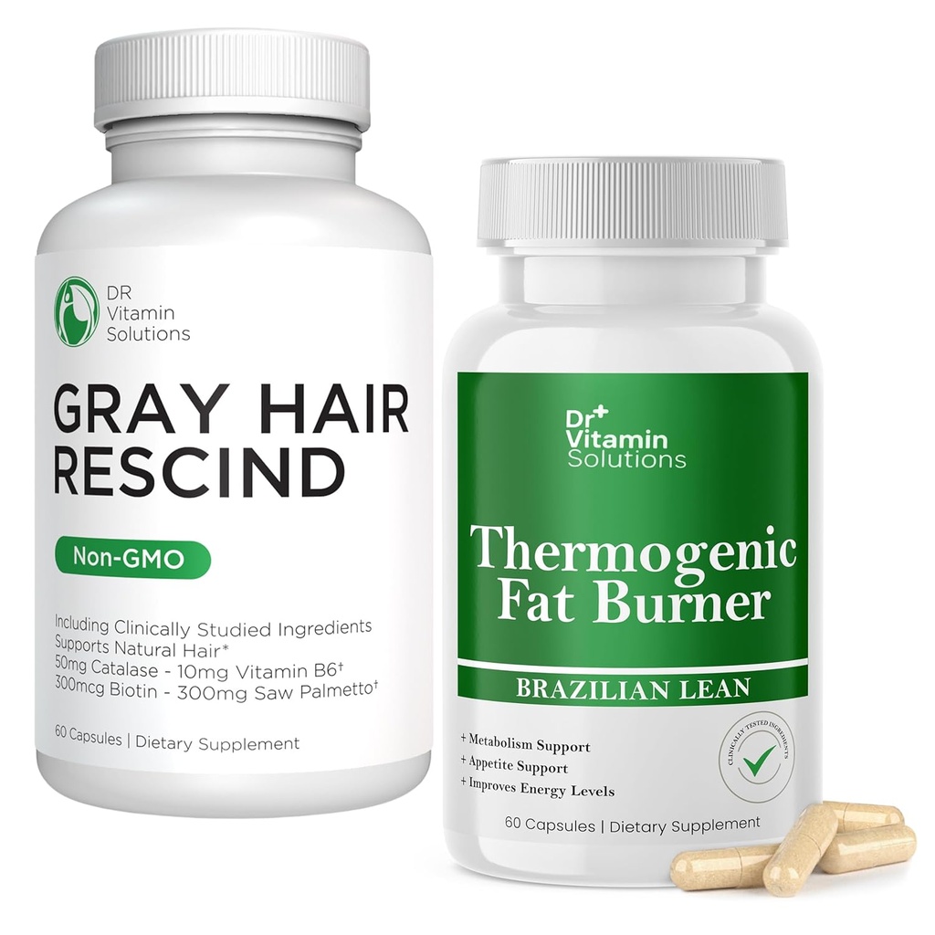 DR VITAMIN SOLUTIONS Respiration de cheveux gris et brûleur de graisse thermogénique - 60 capsules chacune