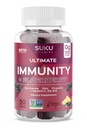 Vitamines SUKU - Immunity Ultimate - Echinacea Elderberry et Gommies Propolis pour le soutien immunitaire, Facile à mâcher - Non OGM, sans sucre gluten - Lime de grenade vitamines Gommy, 50 Compte
