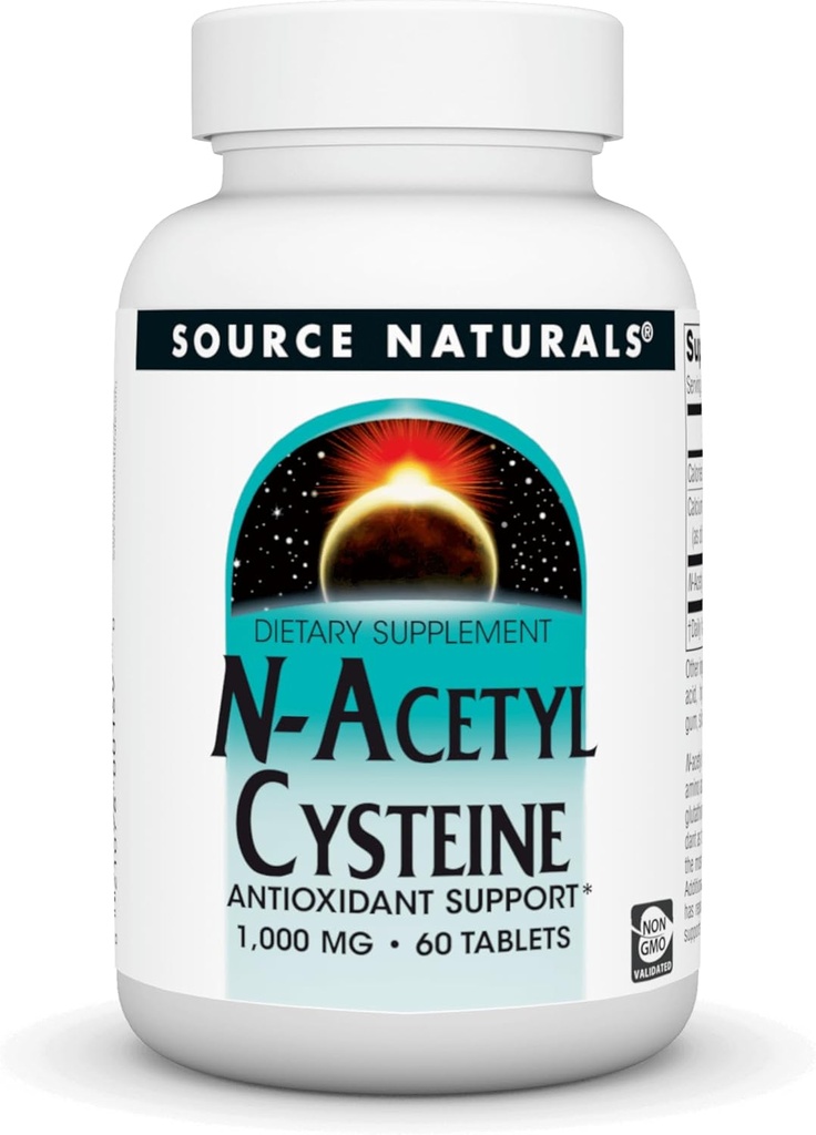 Source Naturals N-acétyl Cysteine Antioxydants Soutien 1000 mg Complément alimentaire pour la santé respiratoire* - 60 comprimés