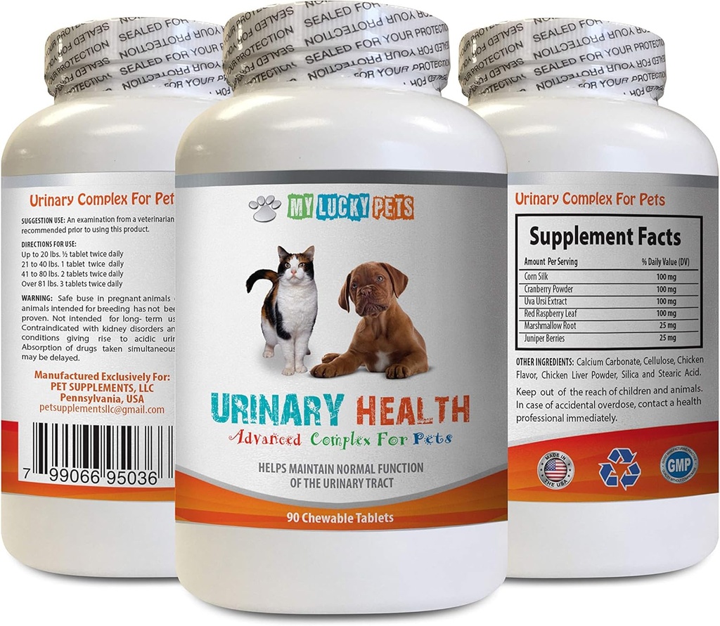 chat Urine Treats - Animaux de compagnie Urinary Health Complex - pour les chiens et les chats - Support avancé de vérin - canneberge pour les chats - 1 bouteille (90 traites)