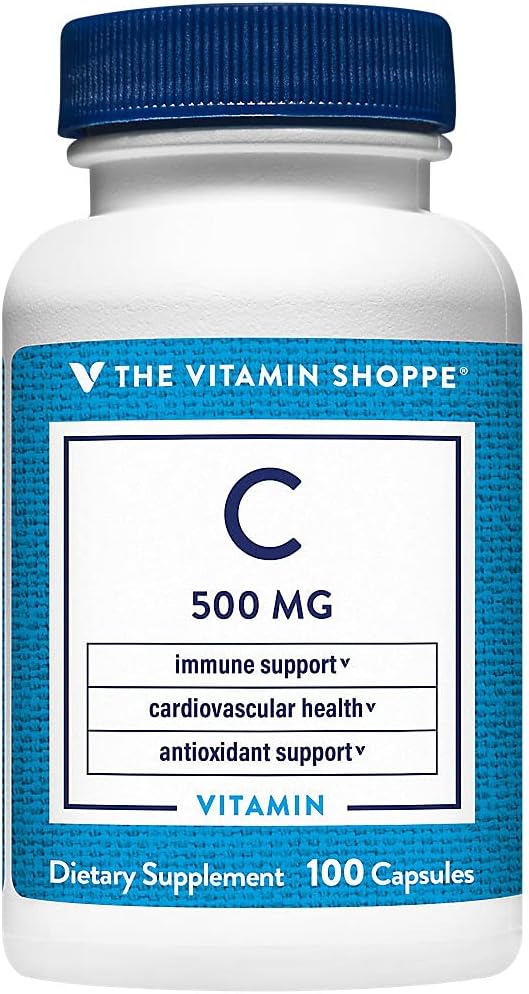 La Vitamine Shoppe Vitamine C 500MG, Antioxydant qui soutient la santé immunitaire et cardiovasculaire (100 Capsules)