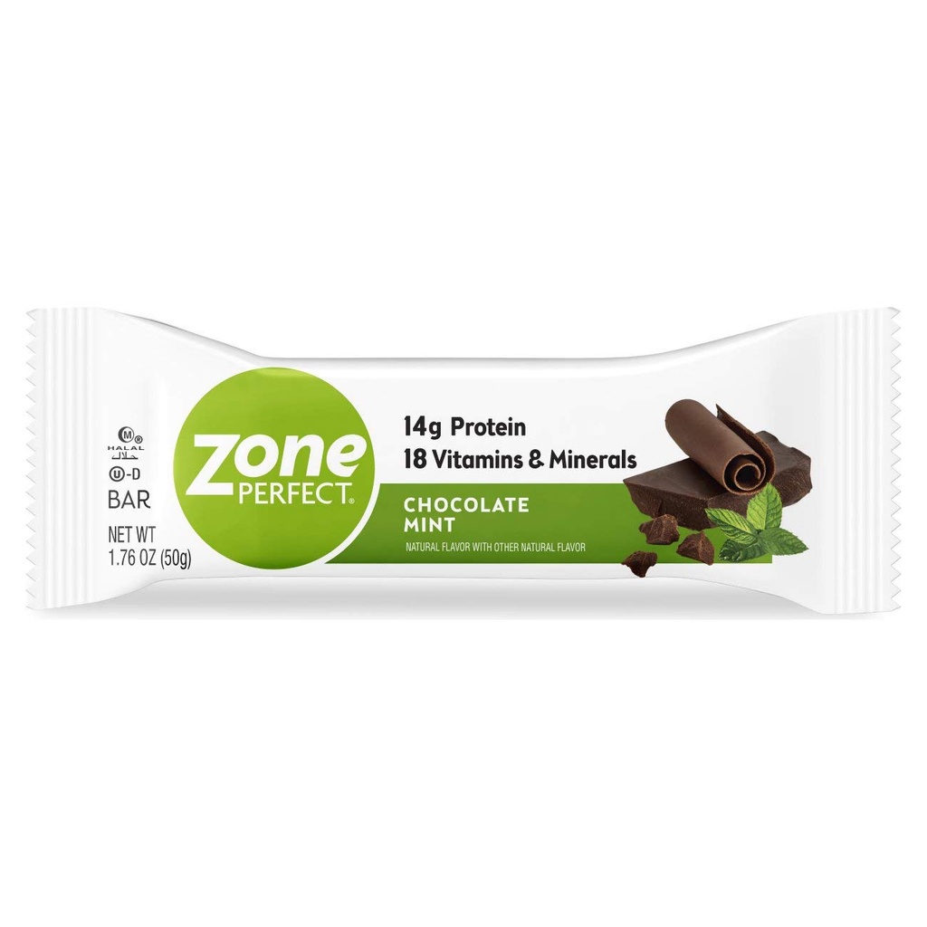 ZonePerfect Protein Bars, 14g Protein, 18 Vitamines & Minéraux, Nutritif Snack Bar, Chocolate Mint, 12 Bars