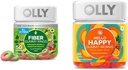 Anneaux Gummy en fibre OLLY Fiber, 5g Fibre prébiotique, FOS (Fructo-oligosaccharides), Soutien digestif et Bonjour Happy Gummy Worms, Soutien de l'équilibre d'humeur, Vitamine D, Safran, Supplément à croquer pour adultes
