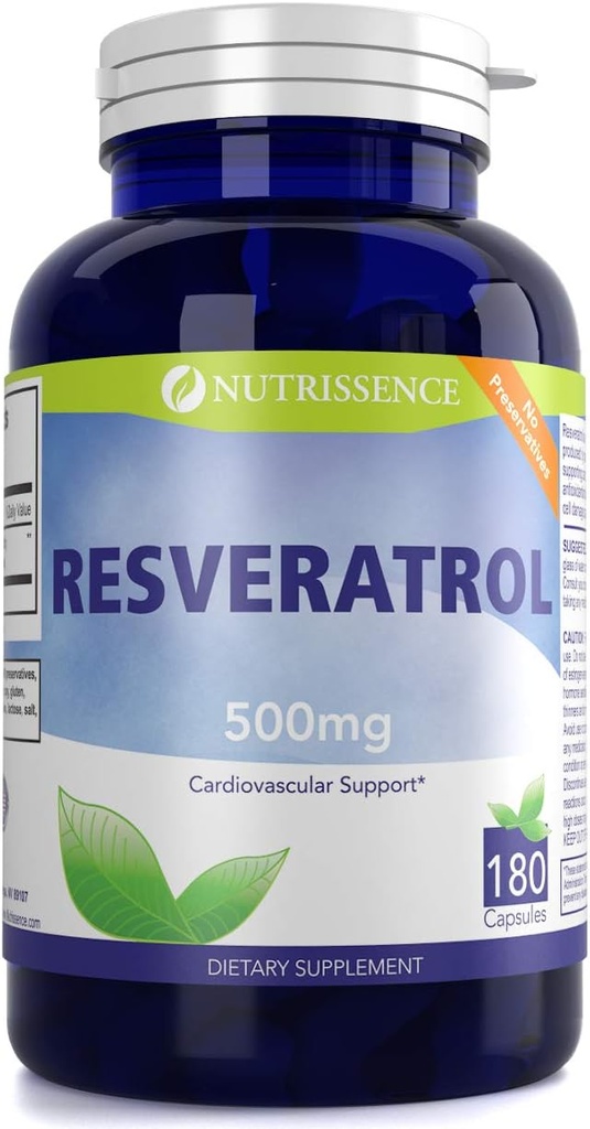 Resvératrol 500mg 180 Capsules 90 portions de 1000mg ou 60 portions de 1500mg