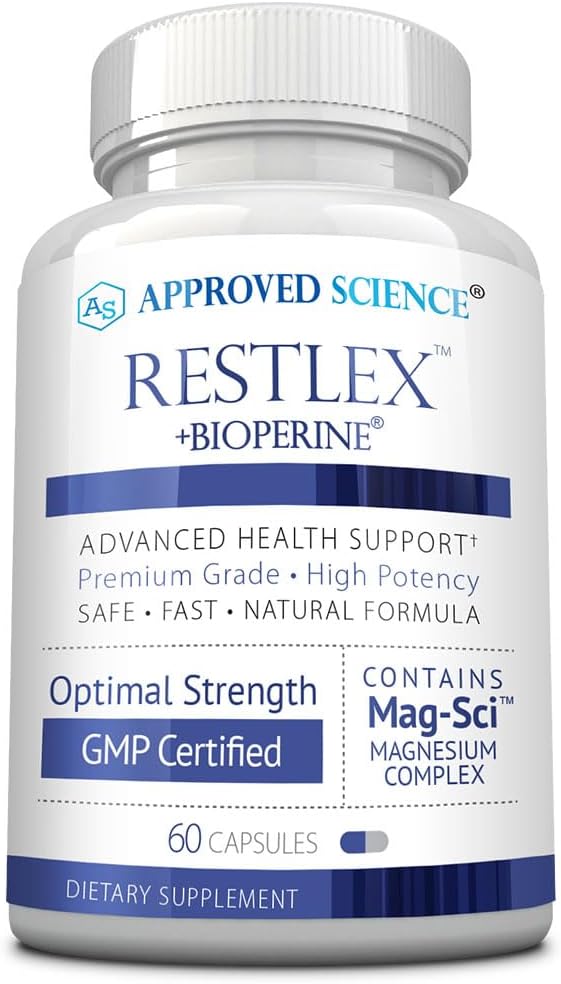Approved Science Restlex - 420 mg Magnesium Glycinate Blend, L-theanine 200 mg - 60 Capsules