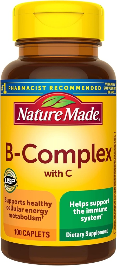 Complexe Nature fait B avec vitamine C, supplément alimentaire pour le système immunitaire, 100 capsules, 100 jours d'approvisionnement